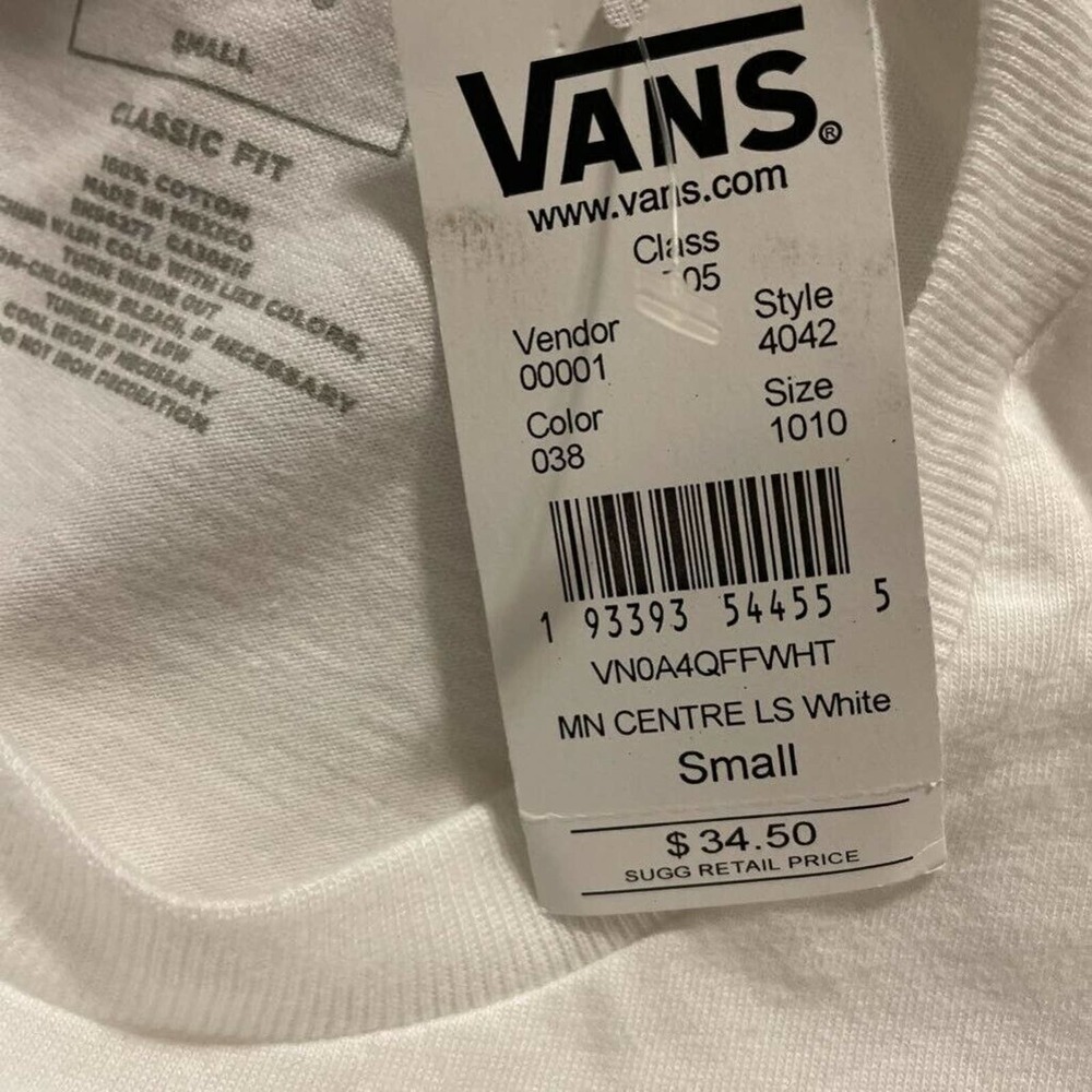 Vans Original Checkerboard Long Sleeve Cotton Sz S - Picture 6 of 9